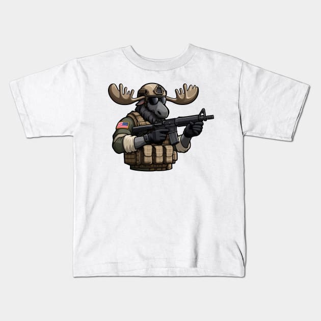 Tactical Moose Kids T-Shirt by Rawlifegraphic